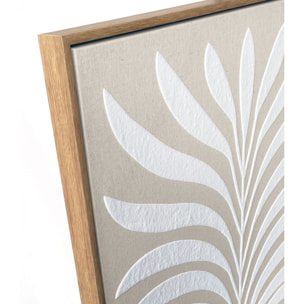 Cuadro Linen lino impresión 3D beige-blanco 93x63x4 cm