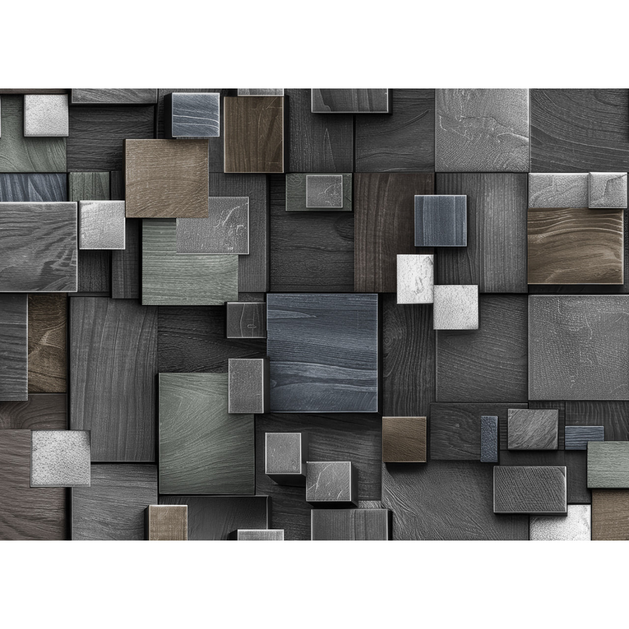 Tappeto Passatoia Corsia Cucina Ingresso Antimacchia Disegno Quadri 3d Grigio 3765