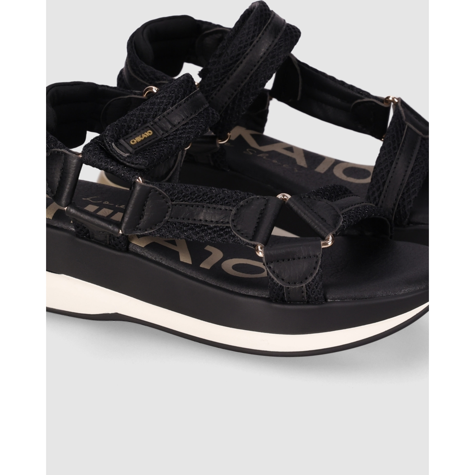 Sandalias de Piel Sintética - Negro - Tacón: 5 cm