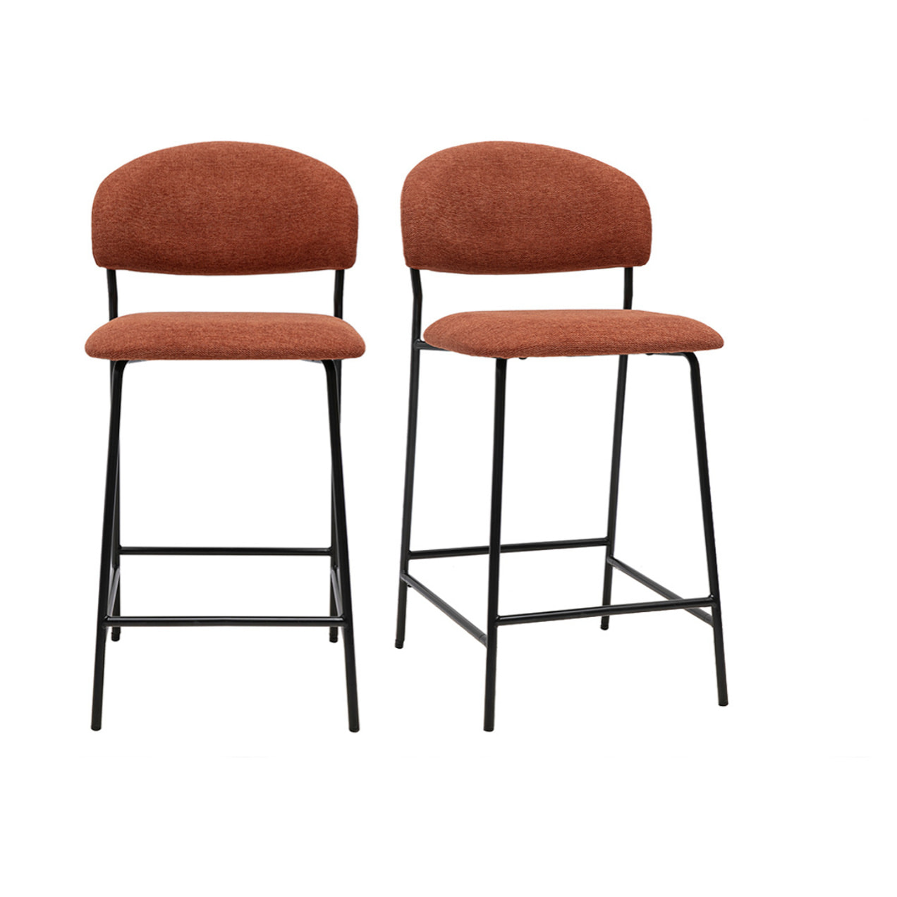 Tabourets de bar en tissu effet velours texturé terre brûlée H64 cm (lot de 2) BENTA