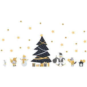 Stickers Noël scandinave sous les étoiles - Autocollants stickers adhésifs noël - décoration fêtes