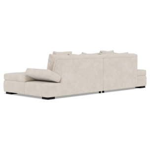 Vermont - canapé droit 4 places avec double méridienne - assise profonde - en velours texturé - Beige