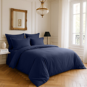 Paire de Taies D'oreiller 1pcs 100% Satin De Coton 105 Fils Bleu Marine