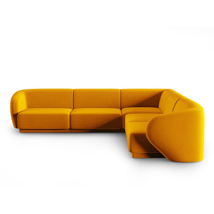 Canapé d'angle modulable symétrique ''Lionel'' 6 places en velours jaune