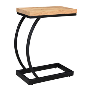 Table d'appoint design rectangulaire en bois massif et métal noir BREAK