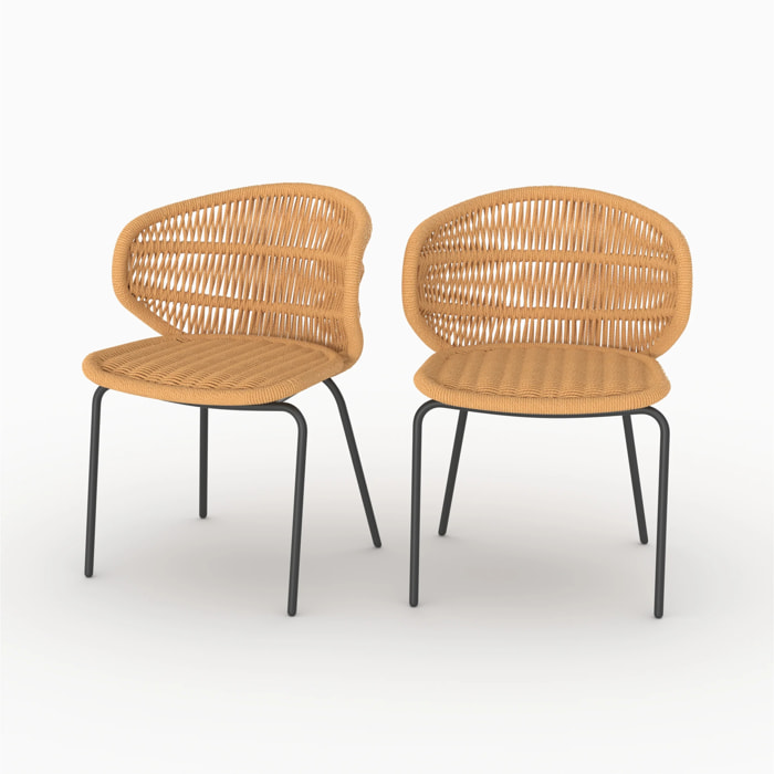 Lot de 2 chaises de jardin en rotin synthétique - Lara