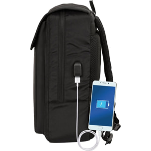 Mochila con solapa portatil 13,3+usb safta business "black"