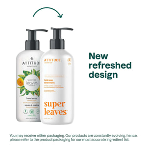 Super leaves Jabón de manos Flor de naranja y eucalipto, Attitude, 473 ml