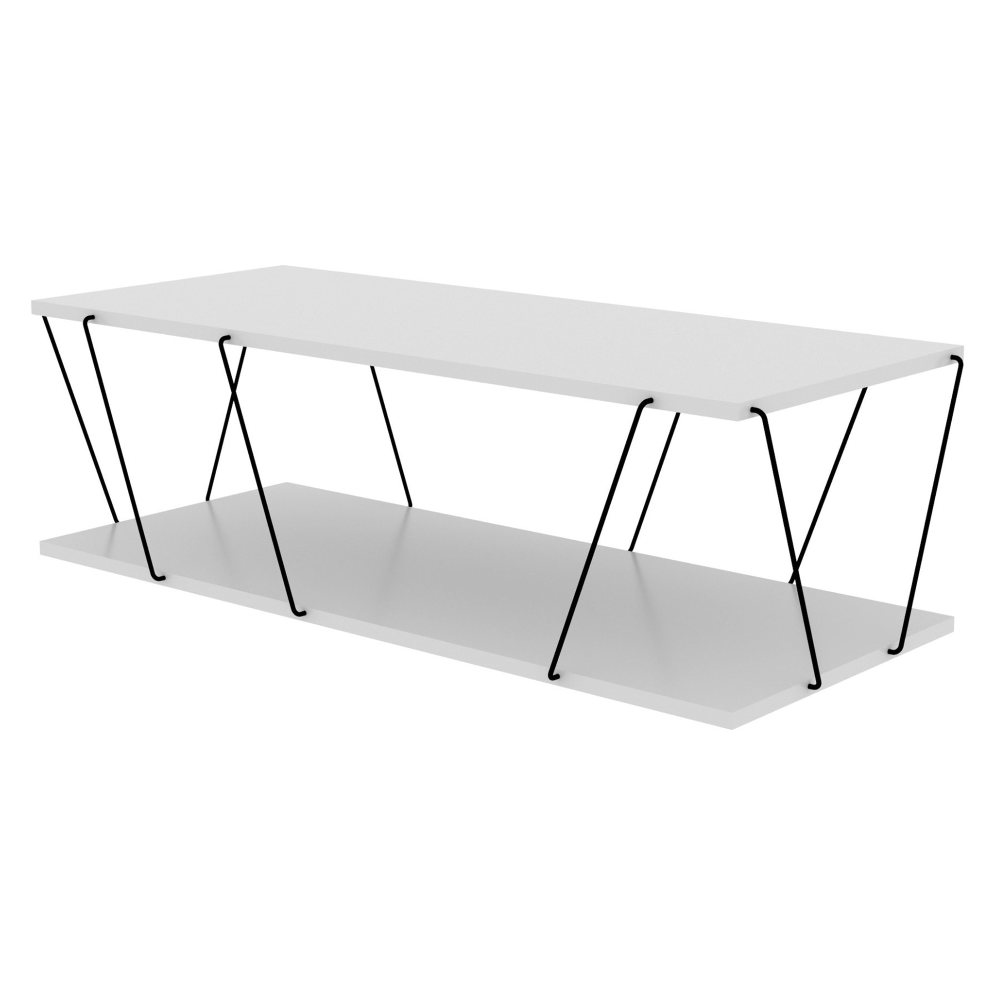 Mesa de centro con estructura de melamina en color Blanco y Negro 120x50x30cm