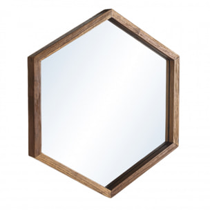 ALIDA - Miroir 'L' marron structure bois teck recyclé forme hexagone