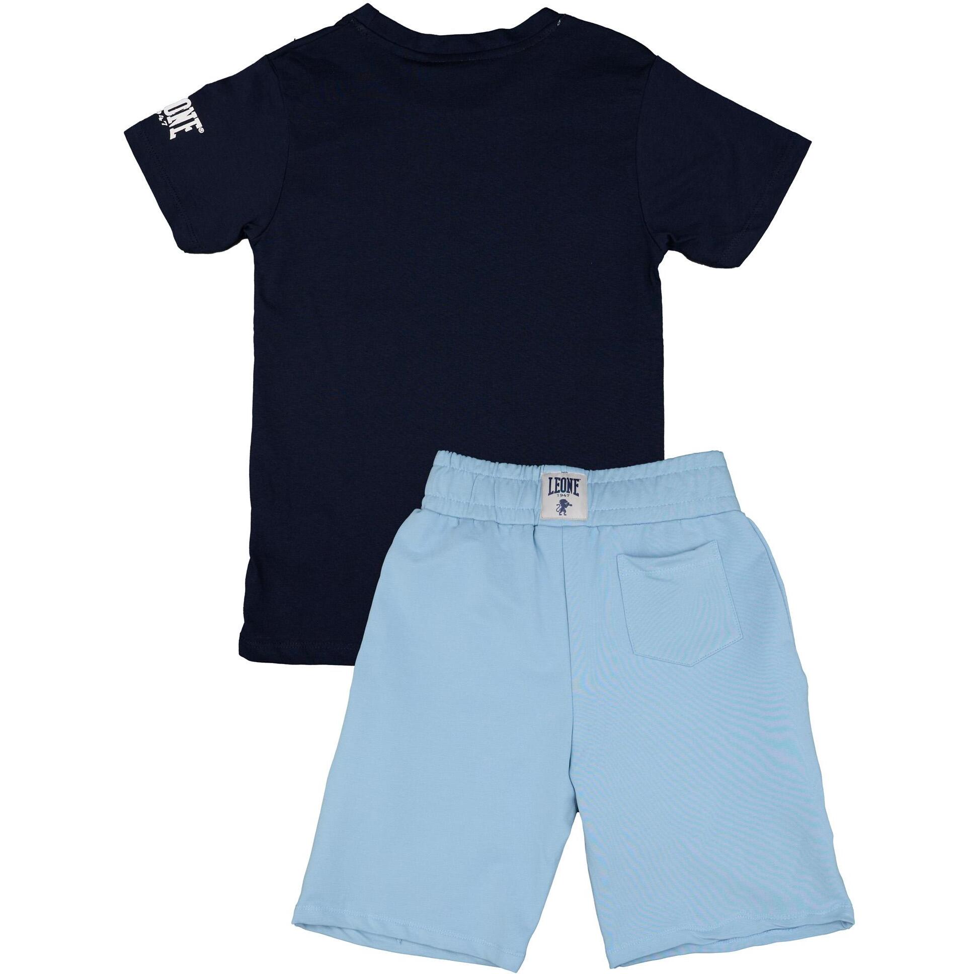 Set completo da bambino in cotone con t-shirt e pantaloncini Leone Tie Dye