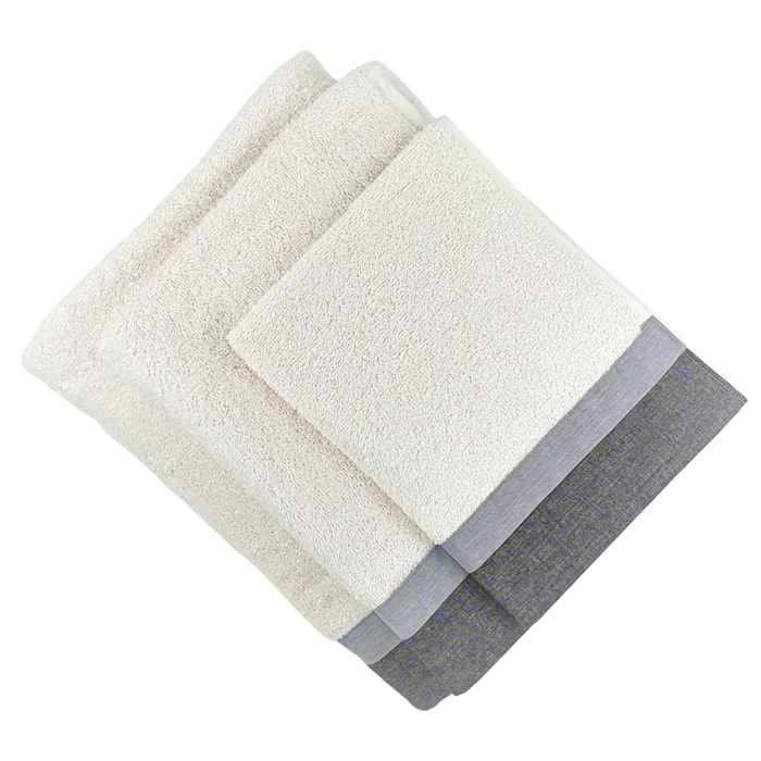 Set Spugna VARAZZE 3 Pezzi: Viso+Ospite+Telo Bagno - 450 gr/m² - 100% Puro Cotone