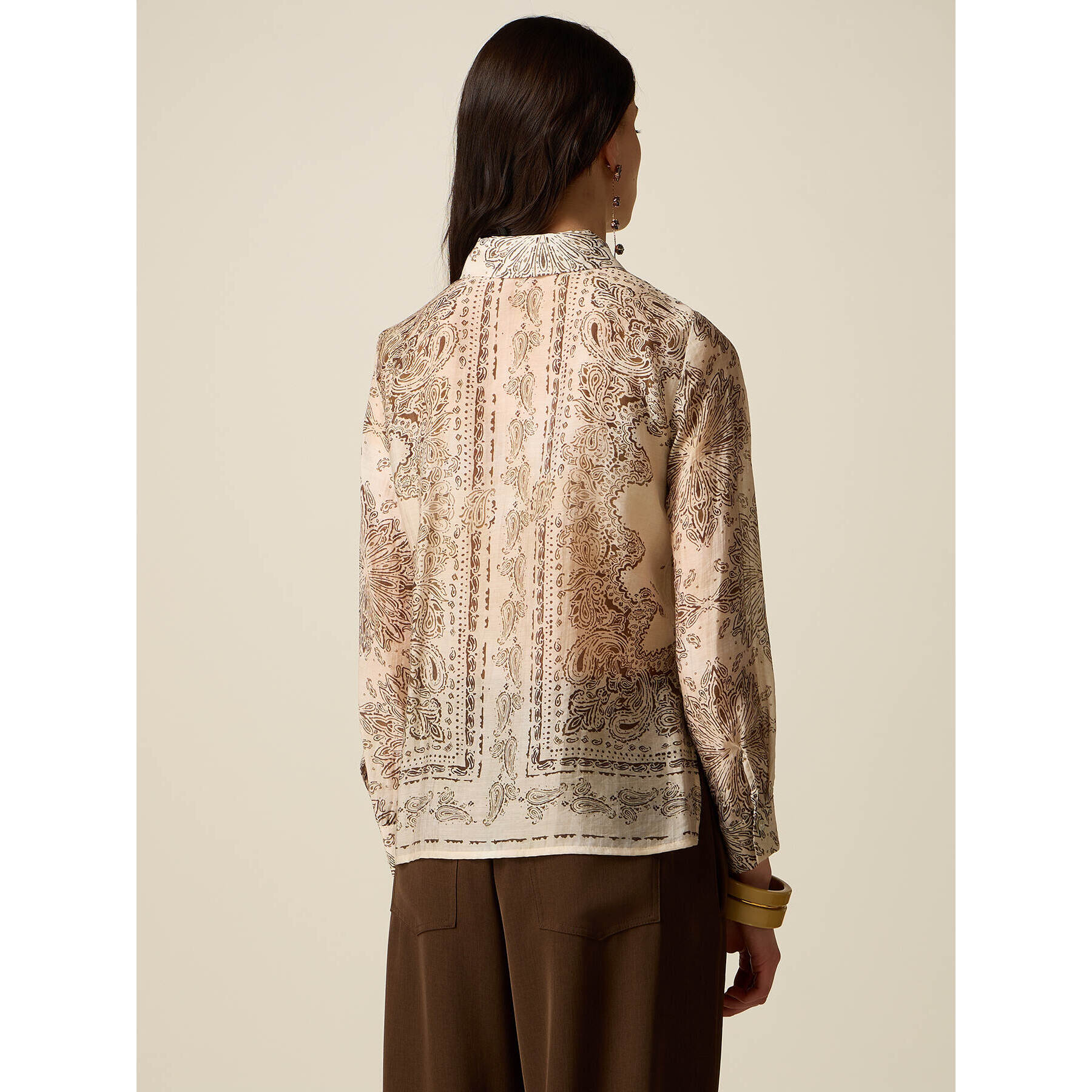 Oltre - Camisa de voile estampada - Beige