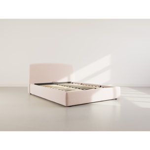 Juliette - lit coffre - 160x200 cm - en tissu bouclette - Beige