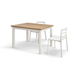 Tavolo POSITANO in legno effetto rovere e gambe bianche, allungabile 110x70 cm – 190x70 cm