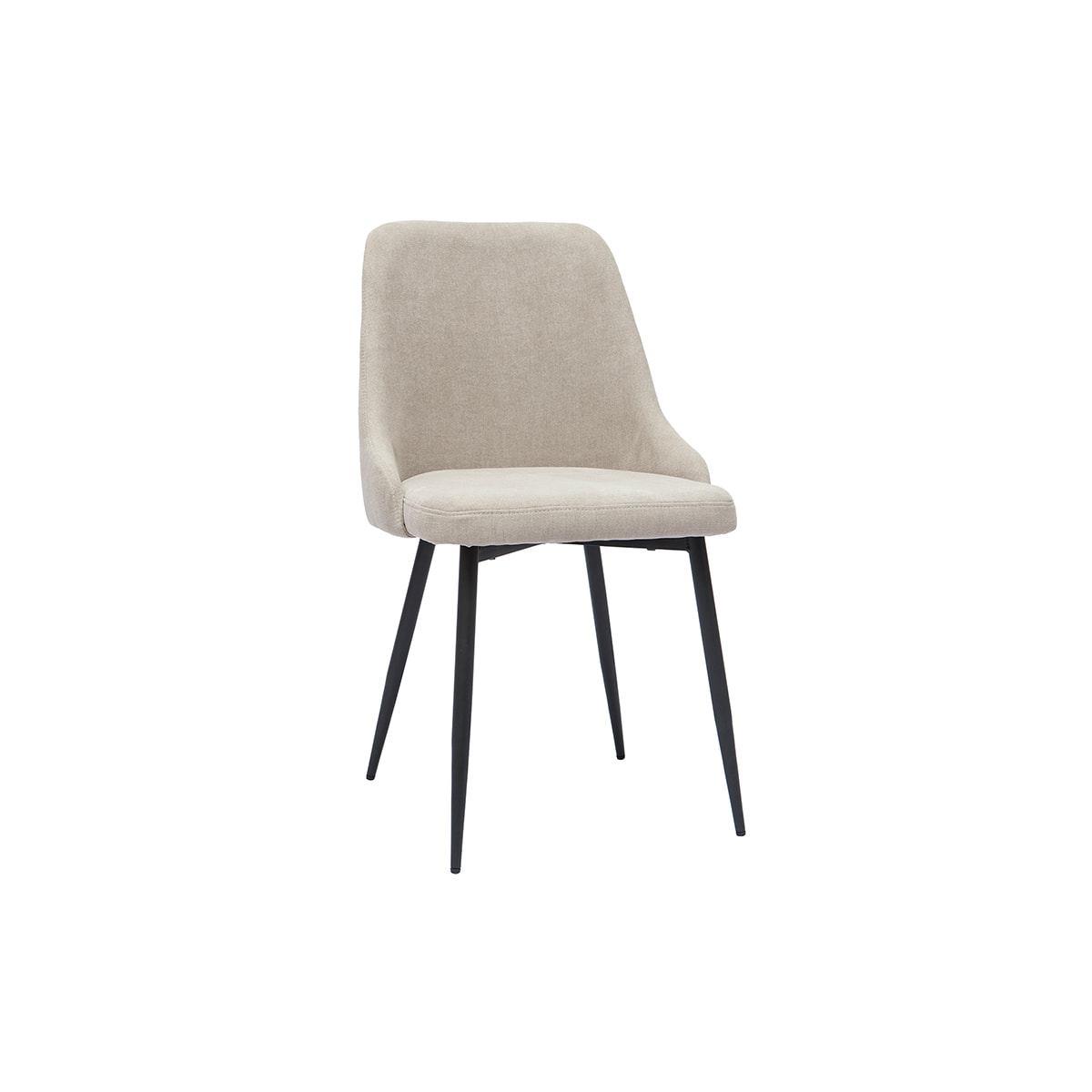 Chaises design en tissu effet velours beige naturel et métal noir (lot de 2) CULT