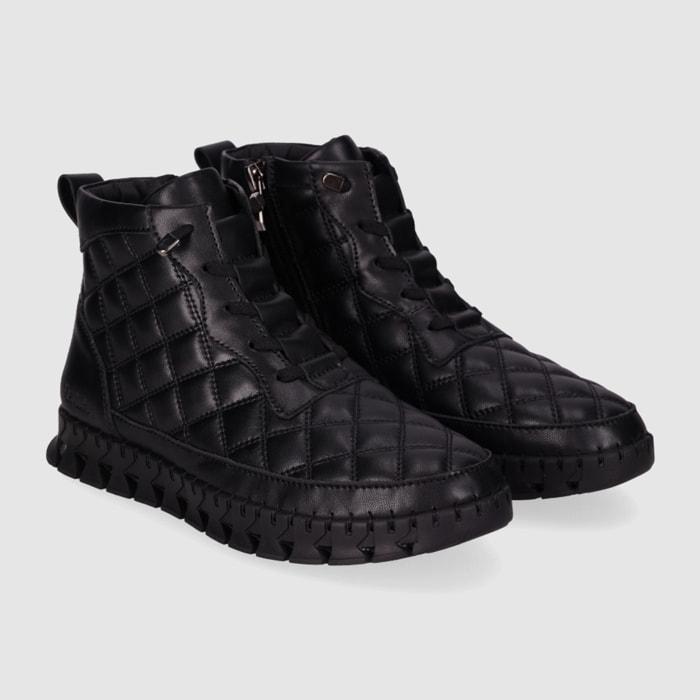 Botines de Piel - Negro - Tacón: Bajo