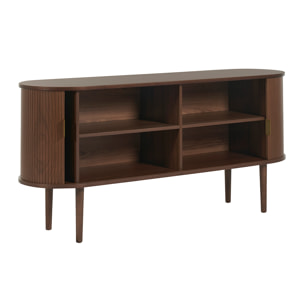 Buffet vintage en bois foncé noyer 2 portes coulissantes L160 cm EPIC