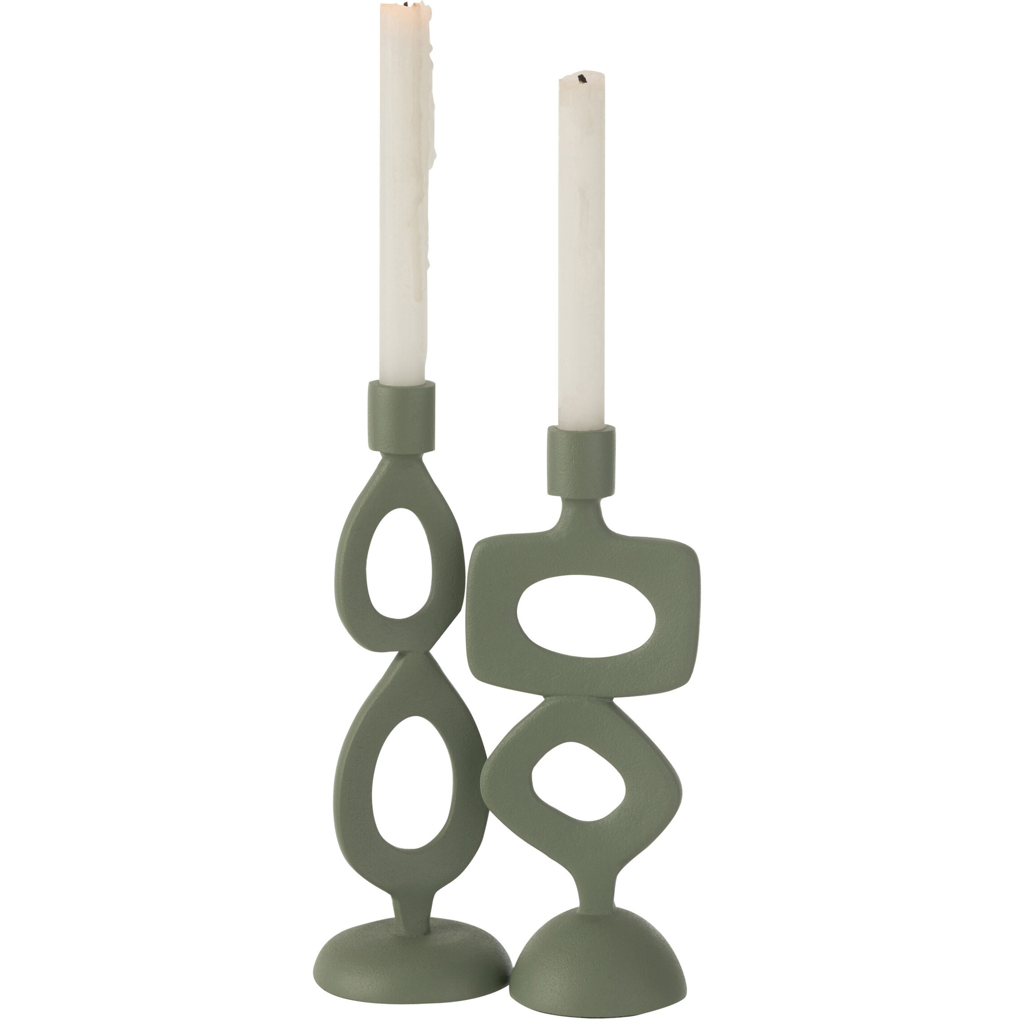 J-Line bougeoir Anneaux - aluminium - vert - 2 pièces
