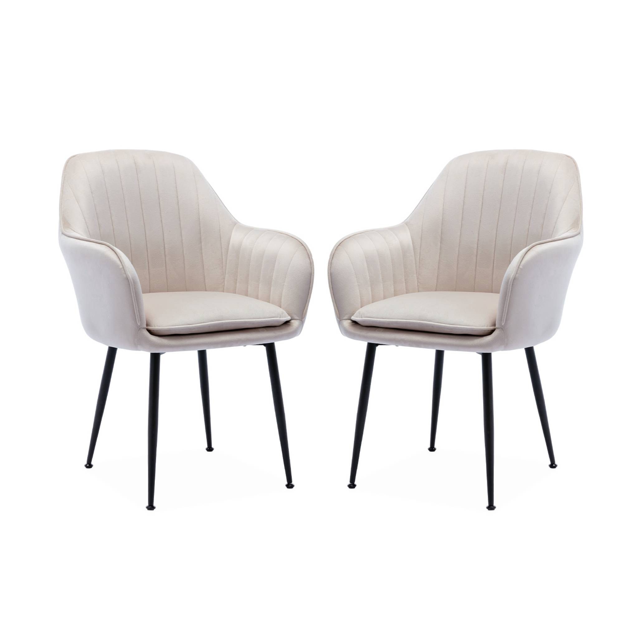 Fauteuil velours et pieds métal (lot de 2) SHELLA