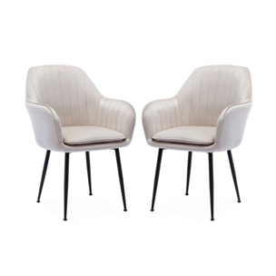 Fauteuil velours et pieds métal (lot de 2) SHELLA