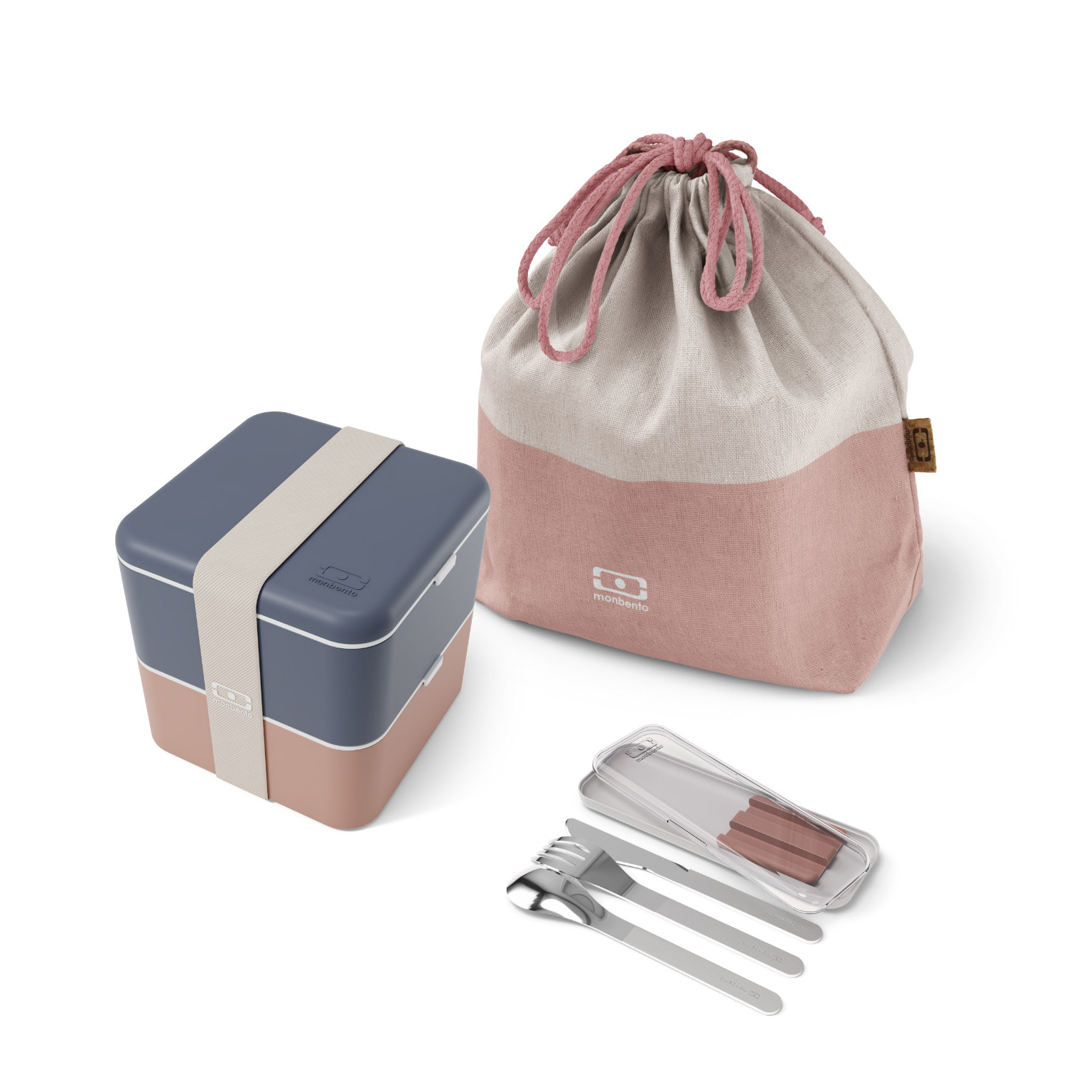 Set repas lunch box 2 étages 1,7L + sac de transport + couverts