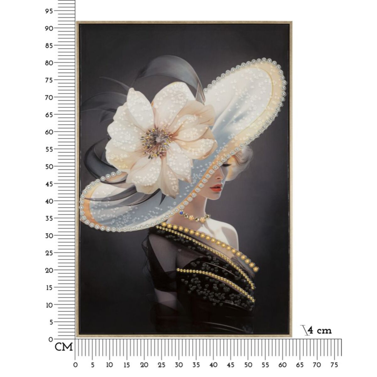 DIPINTO SU TELA LACCATO WIEN HAT -A- C/CORNICE CM 62X4X92