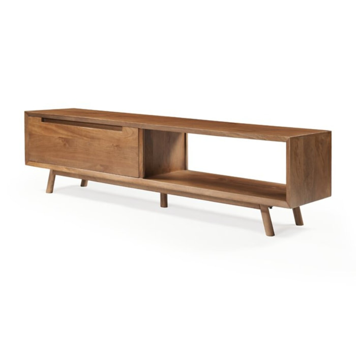 Meuble tv Tanubi -bois massif de manguier-couleur noyer 170 x 45 x 40 cm