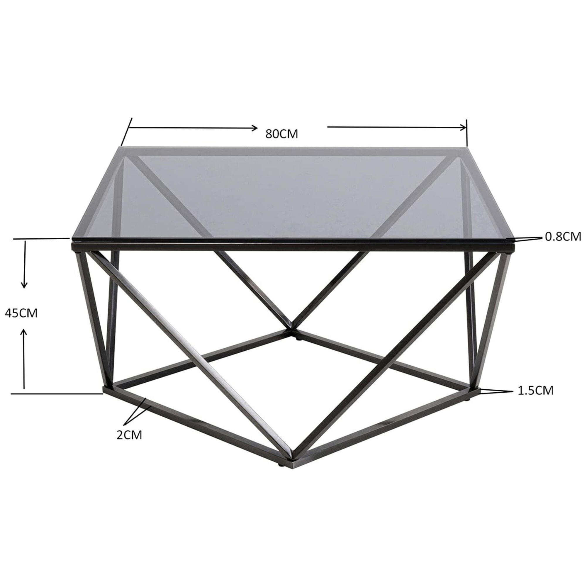 Table basse Cristallo 80x80cm graphite Kare Design