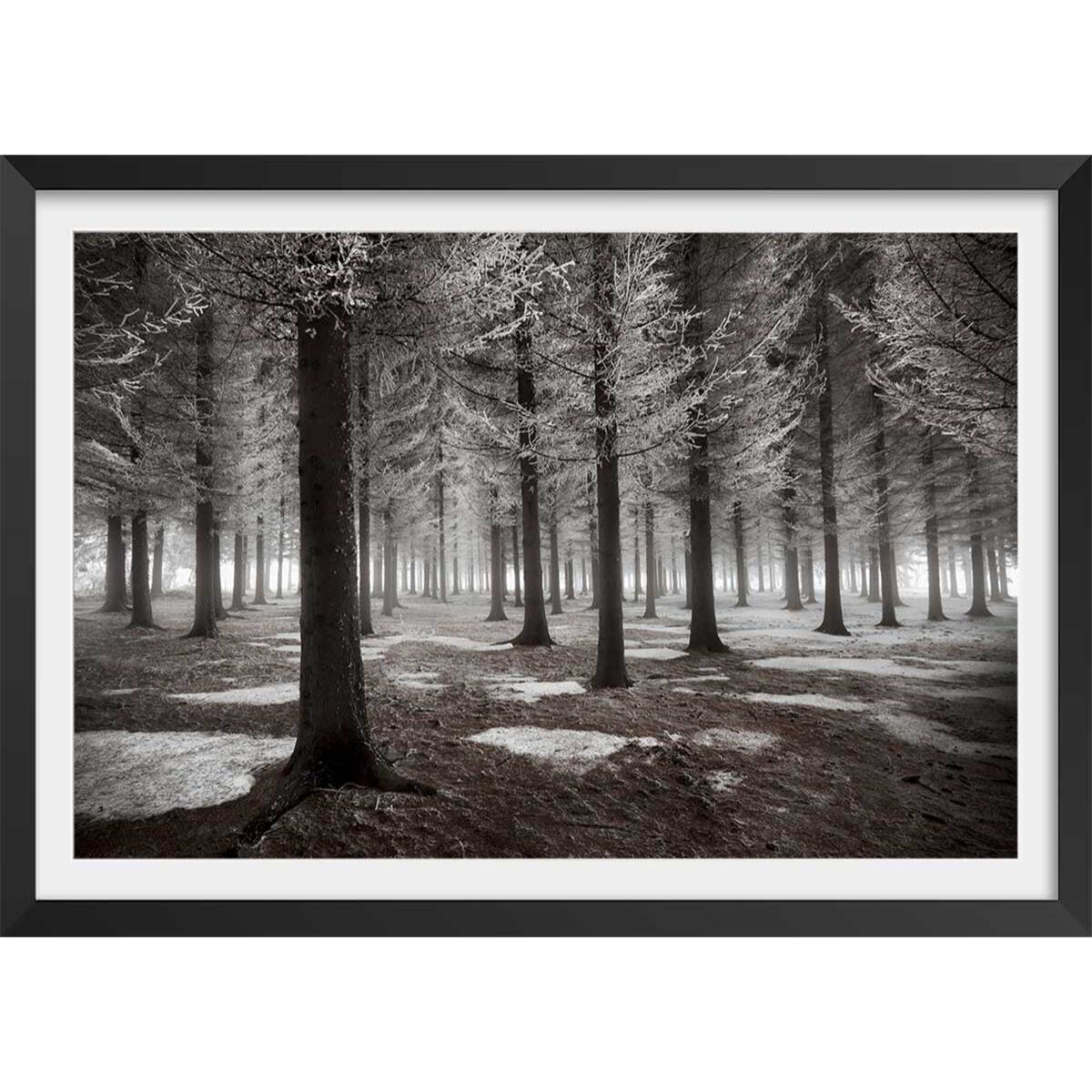 Affiche deco ""debut d'hiver"" Affiche + cadre en bois - Noir