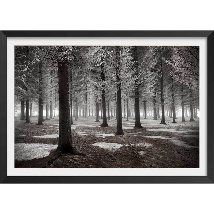 Affiche deco ""debut d'hiver"" Affiche + cadre en bois - Noir