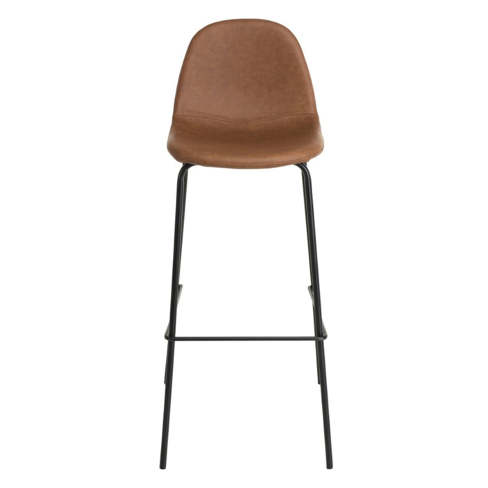 TOM - Lot de 2 tabourets de bar John marron hauteur d'assise 80cm