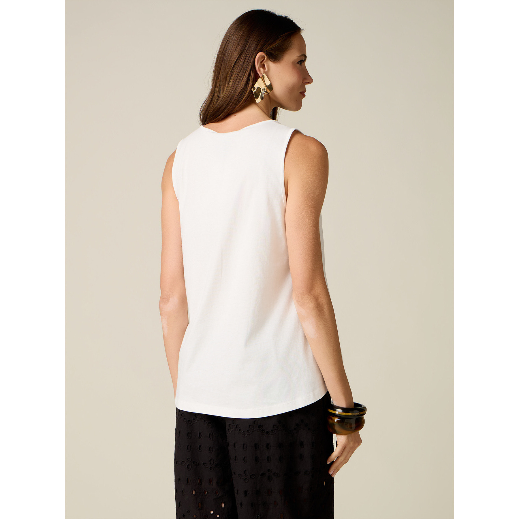 Oltre - Top in cotone con applicazioni floreali - Bianco