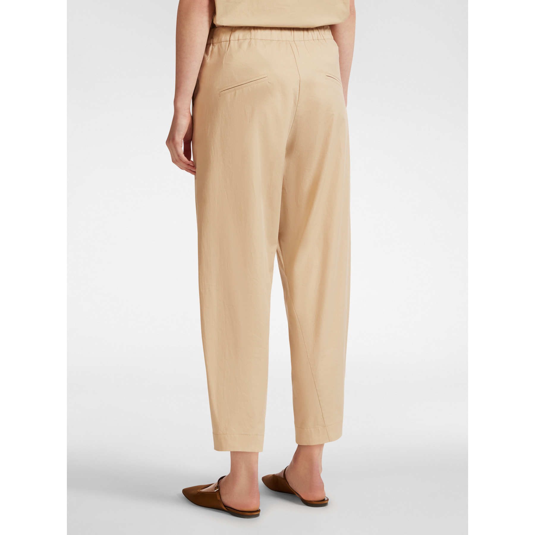 Elena Mirò - Pantalón globo de algodón elástico - Beige