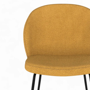 Pack 4 chaises en tissu bouclé jaune et vert - Groom