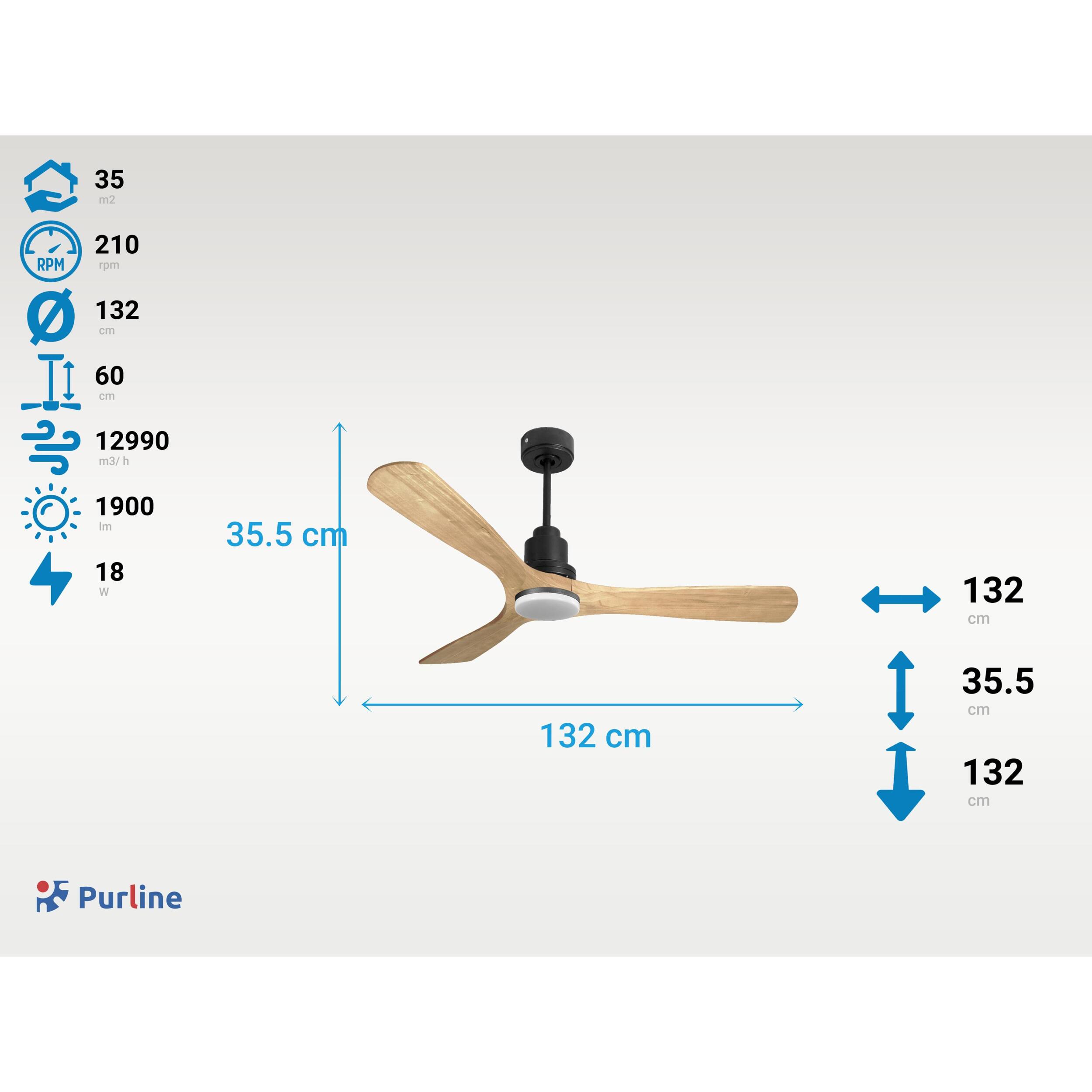 Ventilateur de plafond Réversible  Thermostat Dimmable Wifi Moteur à courant continu Toits en pente Télécommande Lumière à trois tons Hypersilence Mémoire