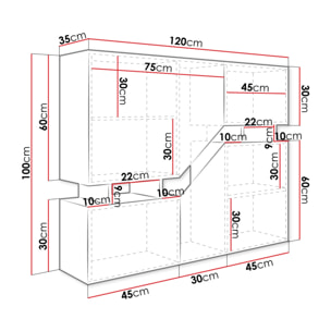 Pitt - buffet haut - 4 portes - 120 cm - Bois / Gris