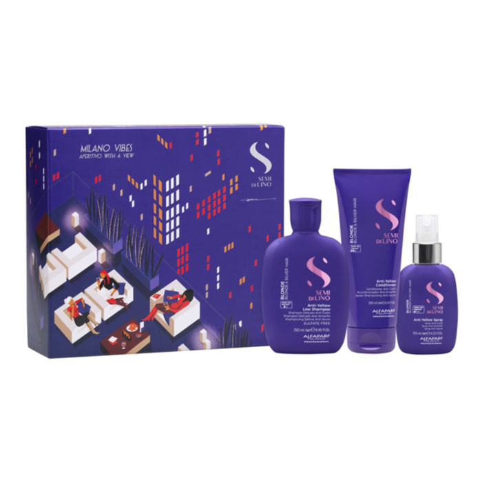 ALFAPARF MILANO Set Holiday Semi Di Lino Blonde Sh 250ml + Conditioner 200ml + Spray 125ml