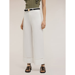 Motivi - Pantaloni wide con dettaglio ajouré - Bianco