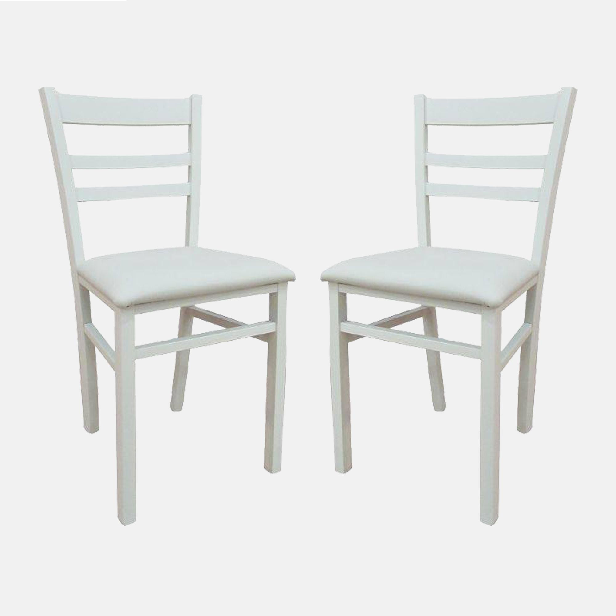 Set di 2 Sedie classiche in legno, per sala da pranzo, cucina o salotto, Made in Italy, cm 41x43h87, colore Bianco