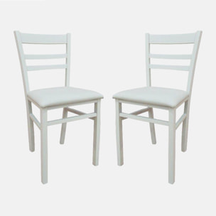 Set di 2 Sedie classiche in legno, per sala da pranzo, cucina o salotto, Made in Italy, cm 41x43h87, colore Bianco