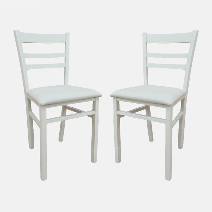 Set di 2 Sedie classiche in legno, per sala da pranzo, cucina o salotto, Made in Italy, cm 41x43h87, colore Bianco