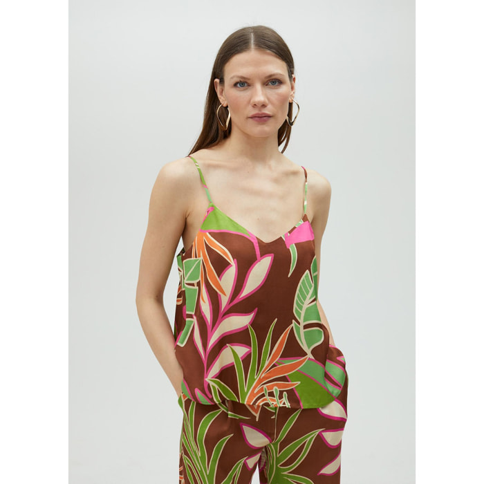 Top stile lingerie con spalline stampa floreale