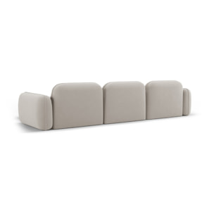 Canapé d'angle droit modulable "Lucien" 4 places en velours beige clair