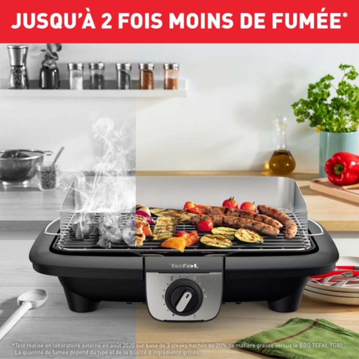 Barbecue électrique TEFAL BG90A810 Easygrill inox à poser, 37x23.5 cm