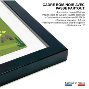 Poster retro savoie ou bien ! Affiche sous cadre noir