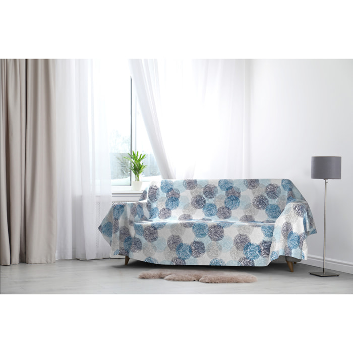 TELO COPRITUTTO MADE IN ITALY FANTASY - SOFFIONI BLU 1 POSTO