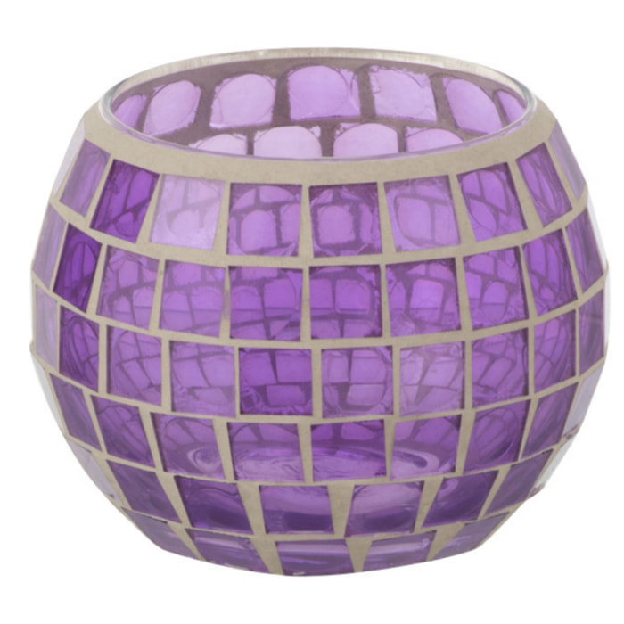 J-Line photophore Mosaïques Rond - verre - mauve - small - 2 pièces
