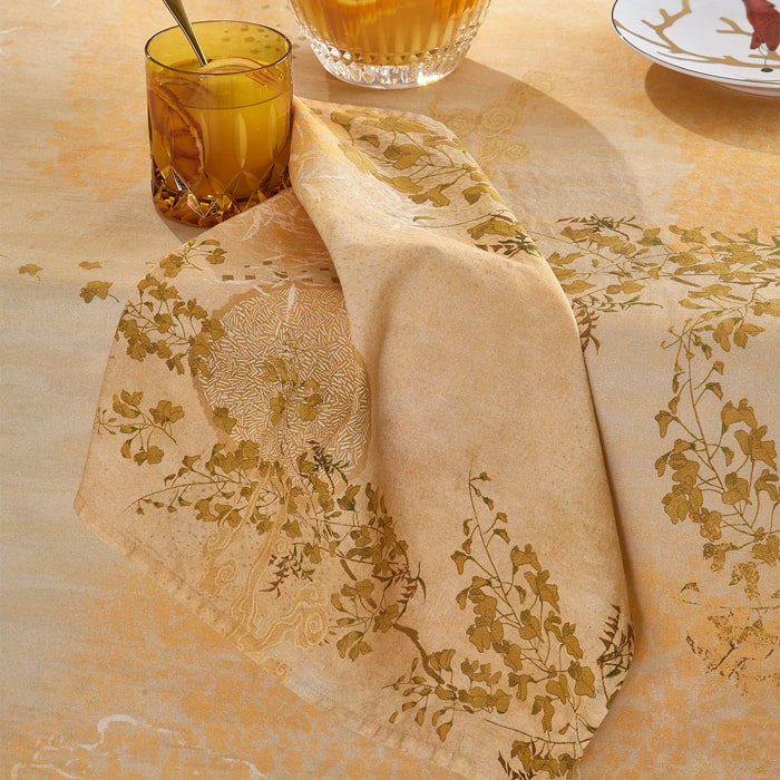 Serviette lin & coton lavé 190 g/m² imprimé jaune Soleil d'or dore