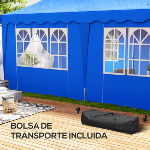 Carpa Plegable Pop-up Gazebo 6x3 m Cenador Plegable con 6 Paredes Laterales Anti-UV Altura Ajustable Bolsa de Arena y Bolsa de Transporte para Camping Fiestas